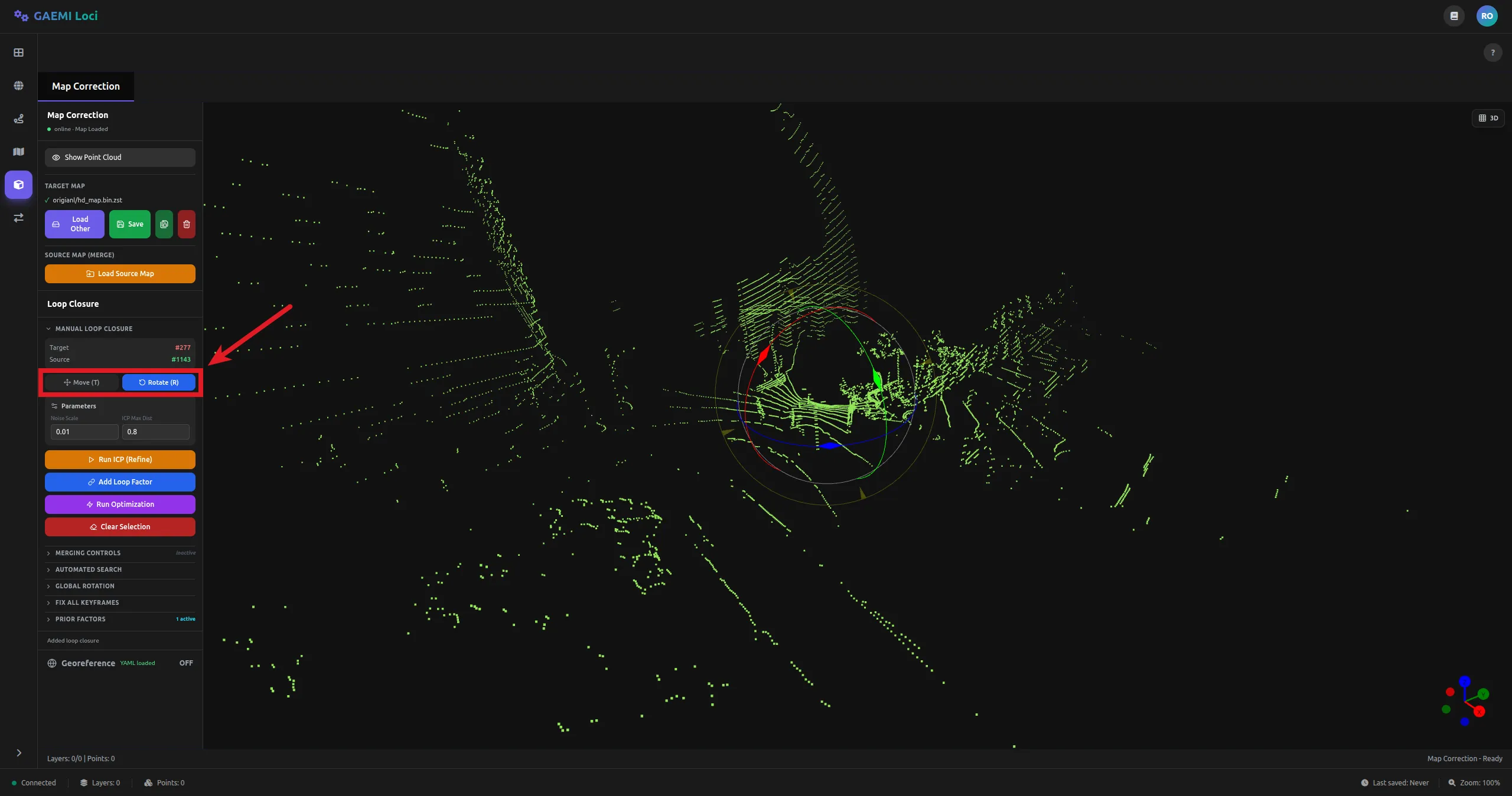 Rotate 모드 — R키 전환 후 Ctrl+드래그로 키프레임 방향 회전