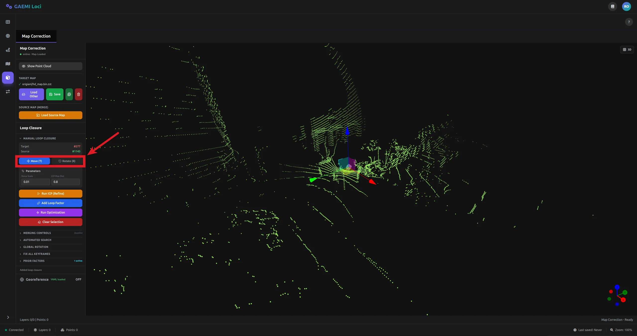 Translate 모드 — T키 전환 후 Ctrl+드래그로 키프레임 위치 이동