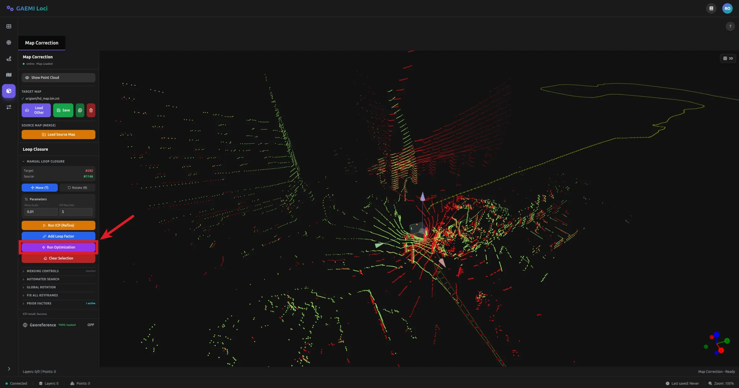 Run Optimization 버튼 위치