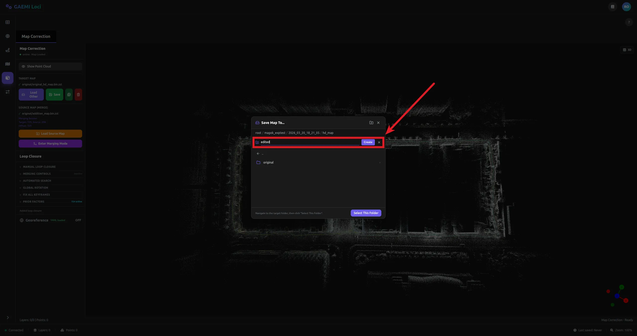 edited 폴더명 입력 후 Create 버튼 클릭