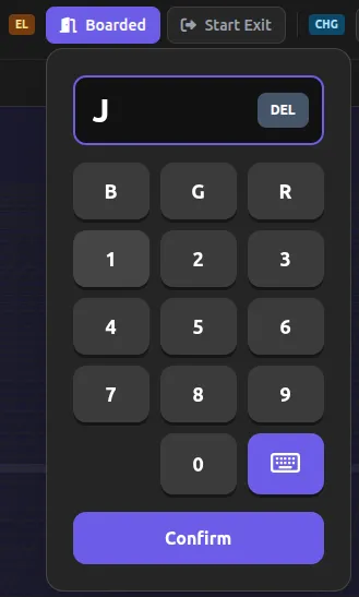 특수층 입력 화면 — G(Ground), R(Rooftop), KB(키보드) 버튼이 표시된 키패드