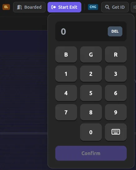 목적 층 도착 후 하차 층을 입력하는 키패드 화면