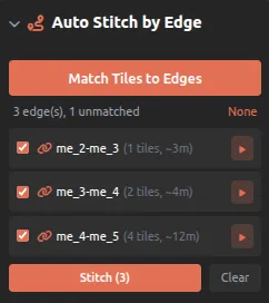 2단계 — 매칭된 엣지 목록에서 스티칭할 엣지 선택