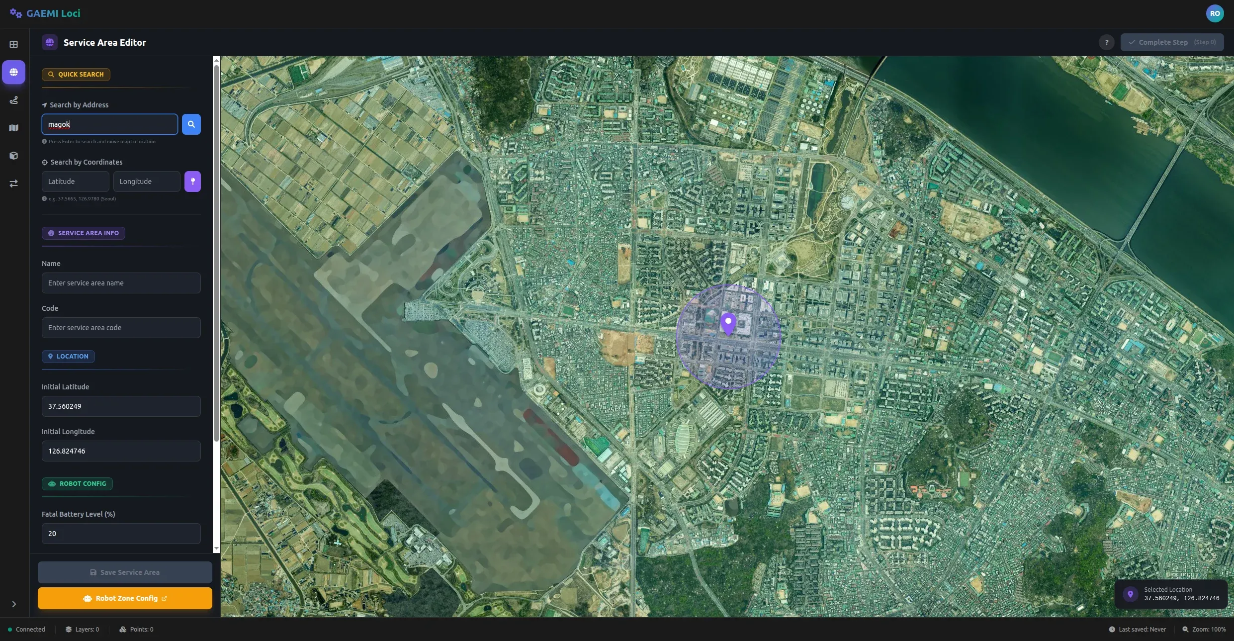 Search by Address에서 주소 검색 후 지도 이동